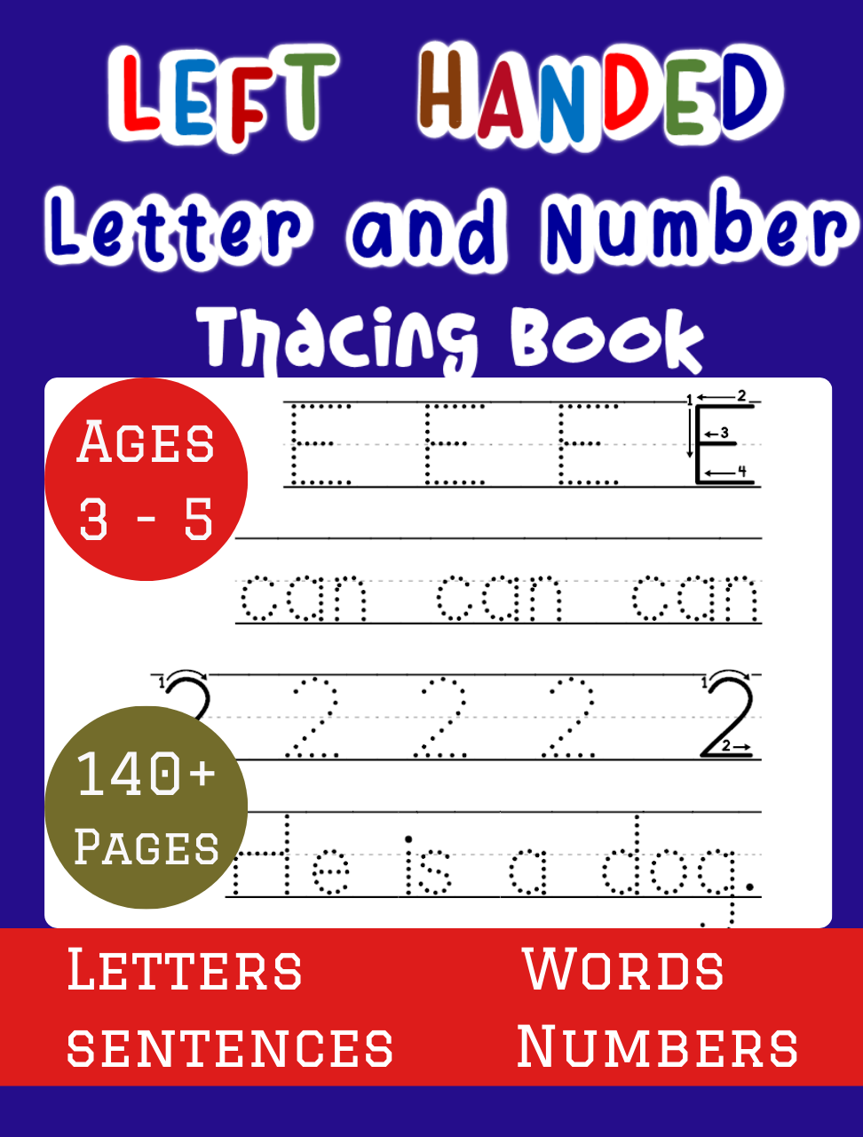 Left Handed letter and number tracing book for kids