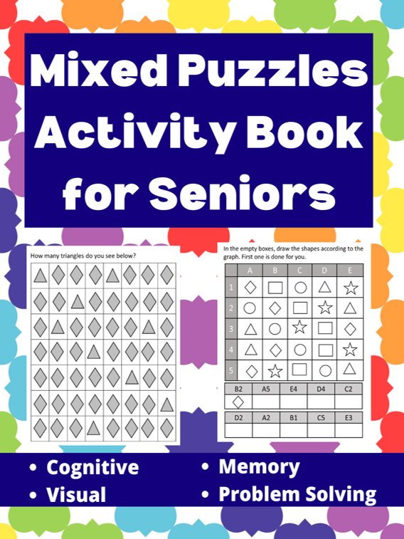 Mixed puzzle activity book for seniors