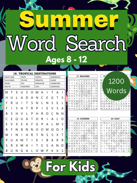 Summer Word Search for Seniors ages 8 - 12